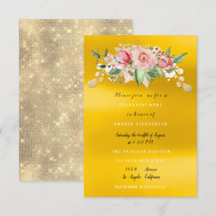 Invitation Fête de Mariage Rose Fleur Peinte Aquarelle