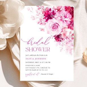 Invitation Fête de mariage rose vif florale