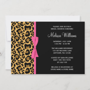 Invitation Fête de mariage ruban imprimé motif léopard rose