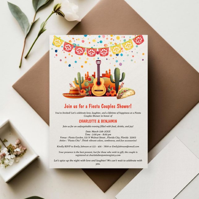 Invitation Fête de mariage rustique sur le thème de la fiesta (Créateur téléchargé)