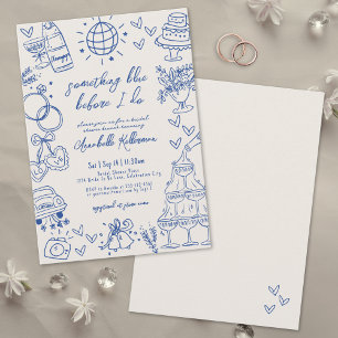 Invitation Fête de mariage Something Blue de style vintage de