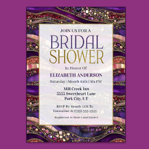 Invitation Fête de mariage Strata Bijou Or Violet