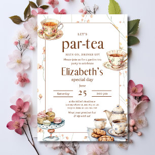 Invitation Fête de Mariage Tea Party Élégante Fête de Jardin