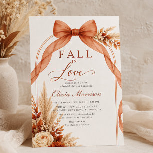 Invitation Fête de mariage Tomber en amour Ruban Orange brûlé