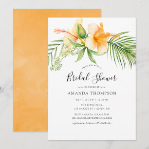 Invitation Fête de mariage tropical floral aquarelle de plage