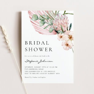Invitation Fête de mariage tropicale à l'aquarelle rose Proté