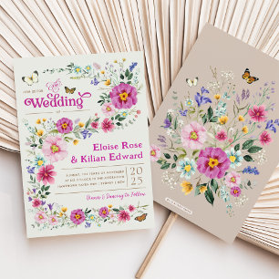 Invitation Fête de mariage Whimsical Bright Fleur sauvage Mea