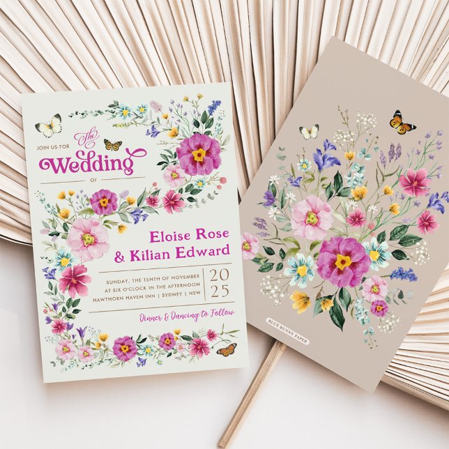 Invitation Fête de mariage Whimsical Bright Fleur sauvage Mea (Créateur téléchargé)