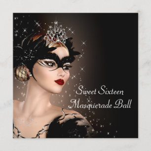 Invitation Fête de mascarade noire et blanche