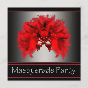 Invitation Fête de mascarade rouge noir