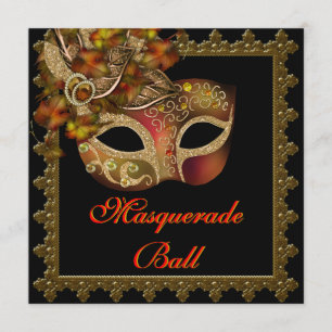 Invitation Fête de masque d'Halloween orange noir