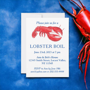 Invitation Fête de mijotée de homard rouge estivale et côtièr