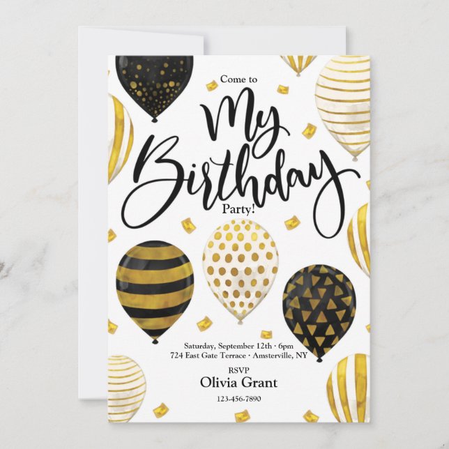Invitation Fête de mon anniversaire (Devant)