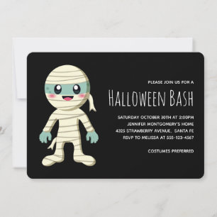 Invitation Fête de monstres d'Halloween de la momie heureuse