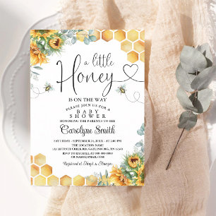 Invitation Fête de Naissance Bébé Abeille Bourdon Tournesol