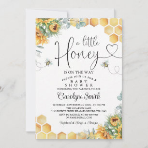 Invitation Fête de Naissance Bébé Abeille Bourdon Tournesol