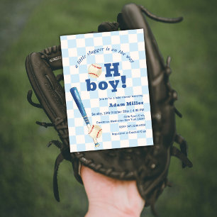 Invitation Fête de naissance bébé baseball Little Slugger car