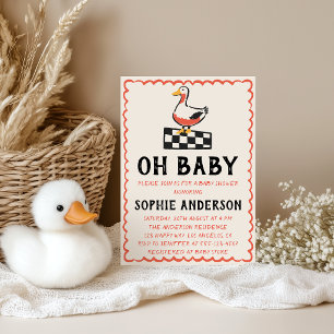 Invitation Fête de Naissance Bébé Fait Main Rustique Oie
