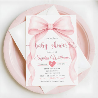 Invitation Fête de naissance bébé fille à l'arc en ciel rose