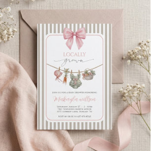 Invitation Fete de Naissance Bebe Fille Ruban Rose de Product