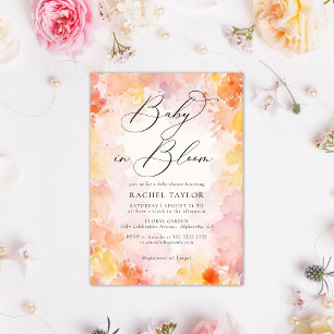 Invitation Fête de naissance bébé fleuri aquarelle pastel