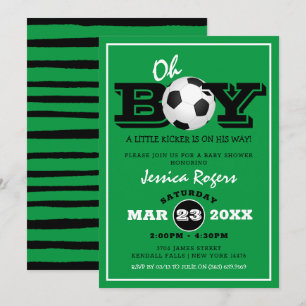 Invitation Fête de Naissance Bébé Garçon 'Oh Boy' Football