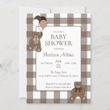Fête de naissance bébé garçon ours en peluche marr