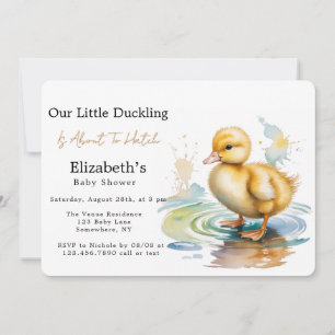 Invitation Fête de Naissance Bébé Genre Neutre Caneton Mignon