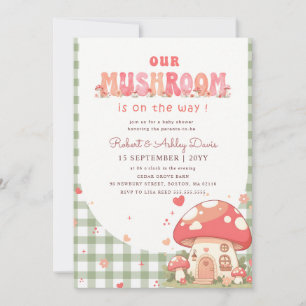 Invitation Fête de naissance bébé genre neutre Champignon Gin