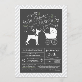 Invitation Fête de naissance bébé genre neutre Doberman Pinsc