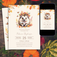 Fête de Naissance Bébé Hérisson Mignon Bois Automn