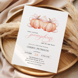 Invitation Fête de Naissance Bébé Jumelles Petites Citrouille