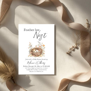Invitation Fête de naissance Boho aquarelle Nid d'oiseau