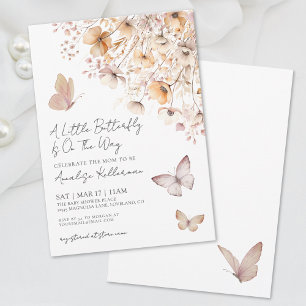 Invitation Fête de naissance Boho Papillon Fleur Sauvage