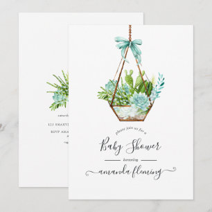 Invitation Fête de naissance Cactus Désertique Aquarelle Plan