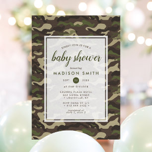 Invitation Fête de naissance camouflage vert garçon