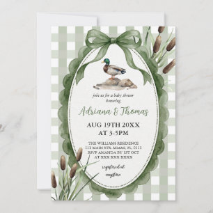 Invitation Fête de naissance Canard Colvert Vert 