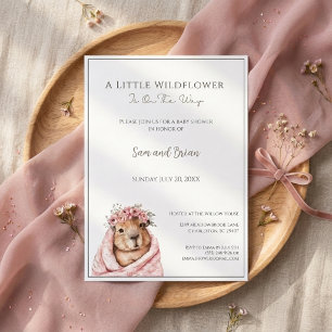 Invitation Fête de naissance Capybara • Petite fleur sauvage
