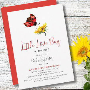 Invitation Fête de naissance coccinelle, Thème Bébé Fille Pet