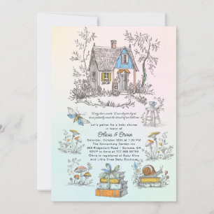 Invitation Fête de Naissance Cottagecore Champignon