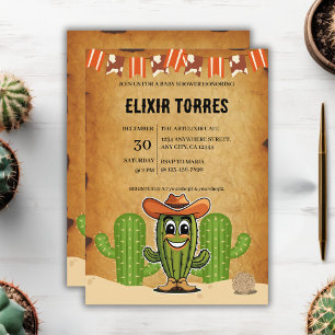 Invitation Fête de naissance Cowboy Little Cactie Cactus