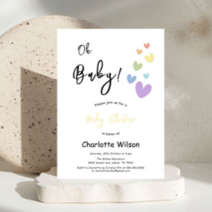Invitation Fête de naissance Cute & Colorful Hearts