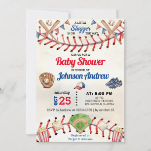 Invitation Fête de naissance de baseball personnelle Little S