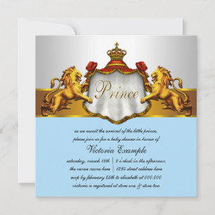 Invitation Fête de naissance de bébé bleu royal prince