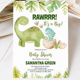 Invitation Fête de naissance de bébé dinosaure garçon