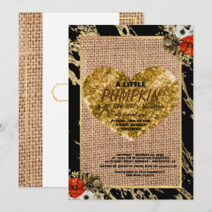 Invitation Fête de naissance de bébé fille automne citrouille