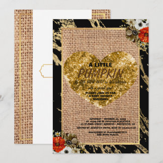 Invitation Fête de naissance de bébé fille automne citrouille