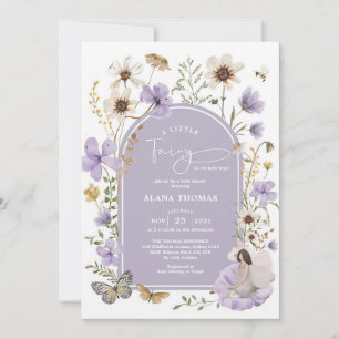 Invitation Fête de naissance de bébé fille aux fleurs sauvage