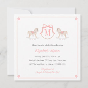 Invitation Fête de naissance de bébé fille Cheval à bascule M