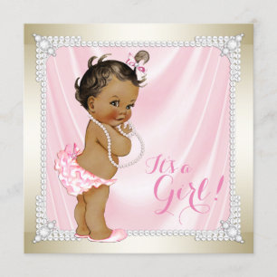 Invitation Fête de naissance de bébé fille ethnique Diamants